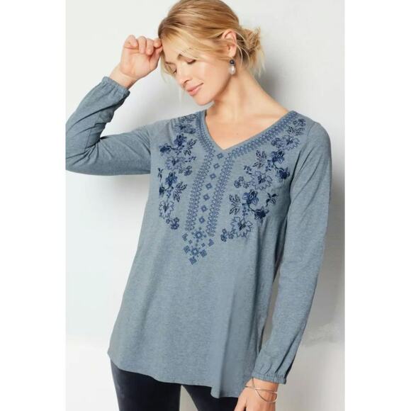 J.Jill Pure Jill Floral Embroidered V-Neck Tunic Size XL NWT - Picture 2 of 7